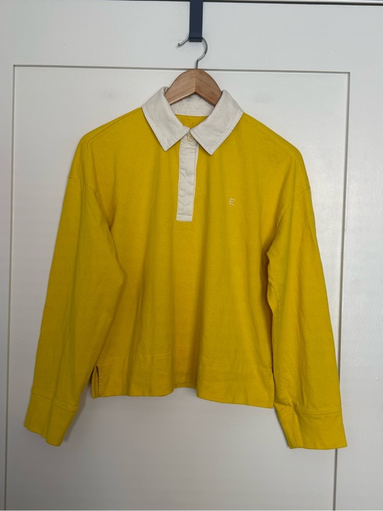 Everlane Tops - Everlane Polo Shirt Top Womens Sz S Yellow Oversized Long Sleeve Organic Cotton